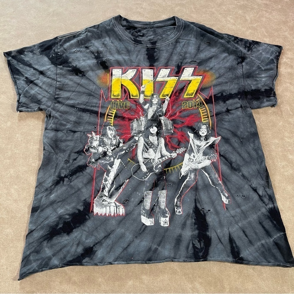 Kiss‎ 2014 Distressed Tie Dye Tour Shirt